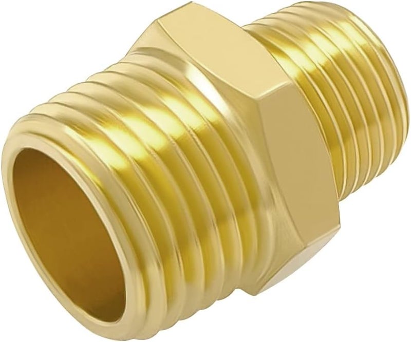 Hooshing 2PCS Brass Reducing Nipple 1/2" NPT to 3/8" NPT Male Thread Reducer Adapter Pipe Fitting - Image 5